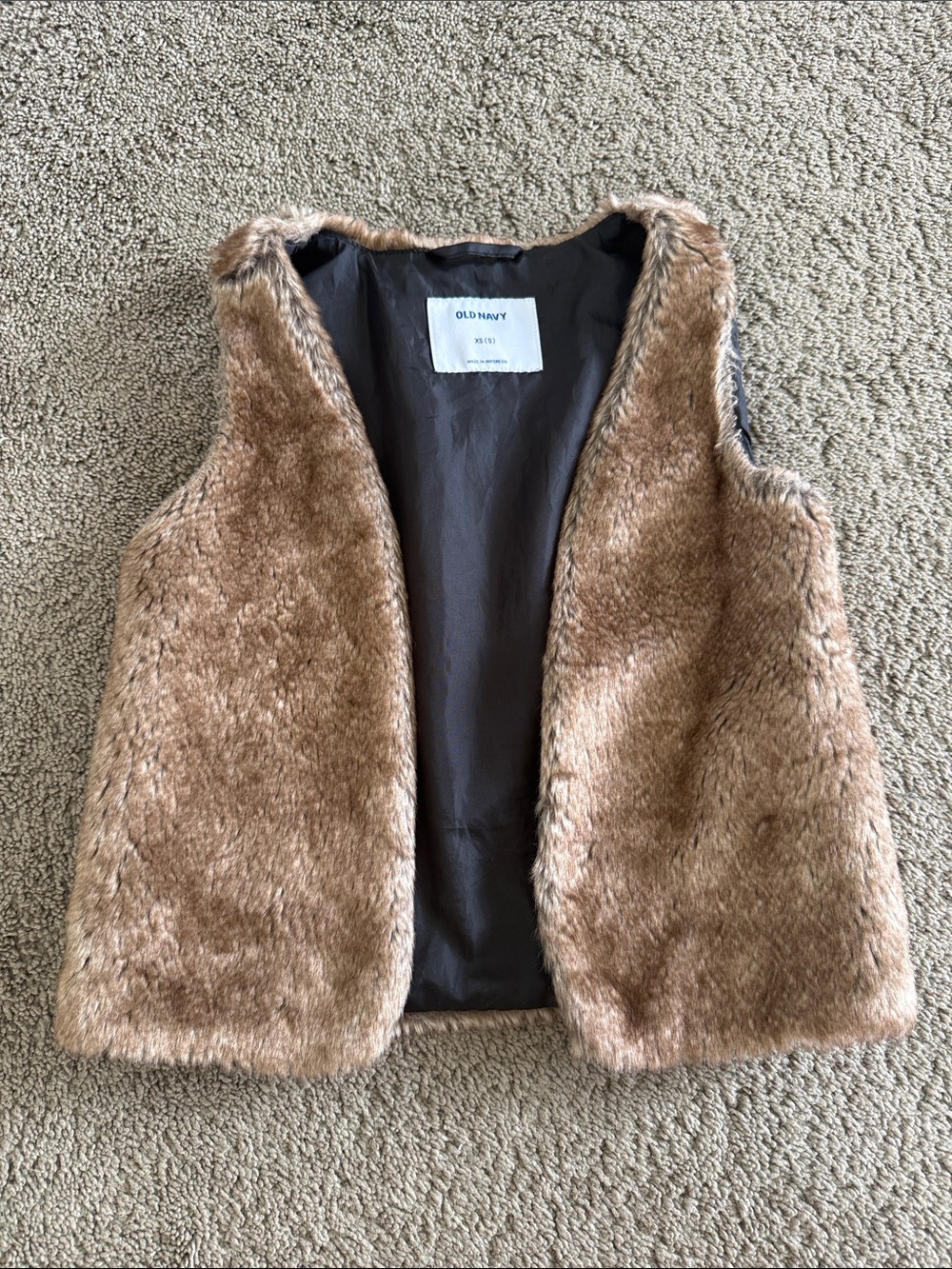 Old Navy Girls Faux Fur Vest in Light Brown